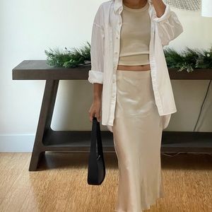 Aritzia Babaton Slip Midi Skirt in Denude